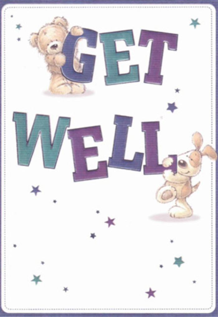 This get well card is a visual embrace, marrying gentle illustrations of a teddy bear and a playful puppy-companions reminiscent of those seen frolicking near Hoddesdon's River Lea pathways-each poised around the jubilant, hand-lettered message 'Get Well.' The harmonious purples, teals, and aqua shades give the card a buoyant, positive energy, much like the vibrant colour palettes crafted by local florists at Flowers Hoddesdon. Floating stars in shifting blues and violets offer a playful magic, sparkling against the pristine background and echoing the hopeful atmosphere found at Hoddesdon's outdoor markets. The tactile textures make the bear's fluff and the puppy's velvety ears almost tangible, inviting the imagination to reach out for a comforting touch. Typography, big and confident, anchors the design with intention, while the arrangement's lightness brings about an airy clarity so important during times of healing. This card offers more than a simple greeting-it's a celebration of resilience and affection, a comforting gesture as cherished as a bouquet received on a day in need of kindness. Thoughtfully crafted, it mirrors the community-focused care and sincerity that Hoddesdon's residents value most.